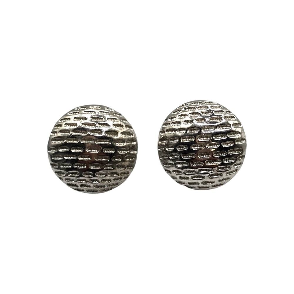 Clip-On Signed Crown Trifari Earrings Dome Shaped Needle Point Design Rare Find - Picture 1 of 5